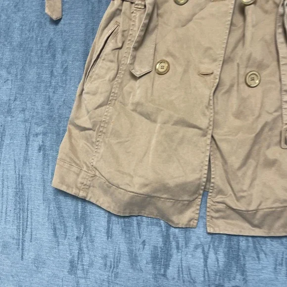 Y2K GUESS Jeans Trench Coat Women Large Khaki Cotton Outdoor Double Breasted - Picture 3 of 16